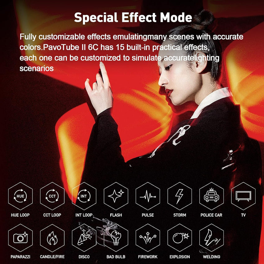 Nanlite PavoTube II 6C LED RGB Tube 2700K-7500K Ultra-Wide Colour Temperature Wireless Control Portable