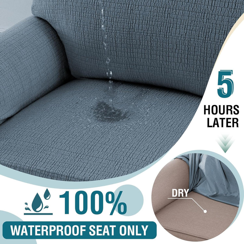 BellaHills Waterproof Sofa Cover 3 Seater High Stretch Non-Slip Protector â Stone Blue