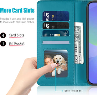 Kuafcase for Samsung A36 5G Case with 4 Card Slots Magnetic Closure Kickstand Shockproof Protective Phone Case for Samsung Galaxy A36 - Sapphire Blue