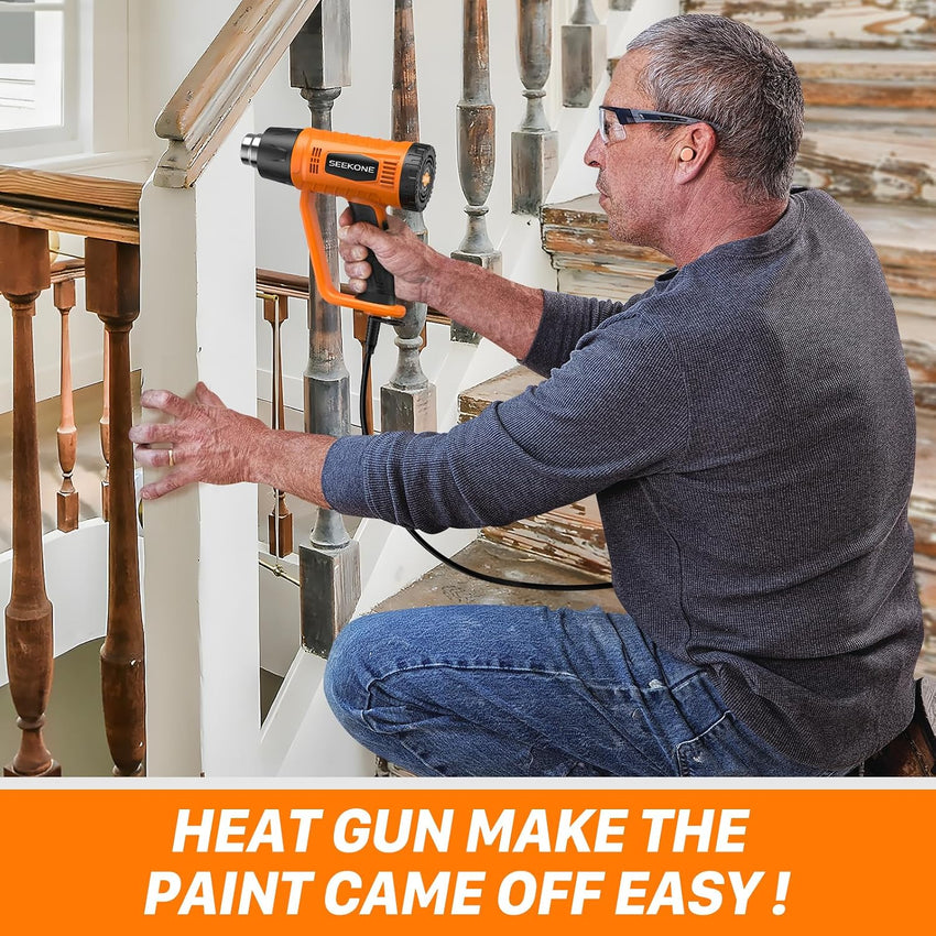 Heat Gun, SEEKONE 2000W Professional Heavy Duty Hot Air Gun Kit 400â & 600â Dual-Temperature Settings with Flame Retardant Protective Cover, 4 Nozzles for Crafts, Shrinking PVC, Stripping Paint