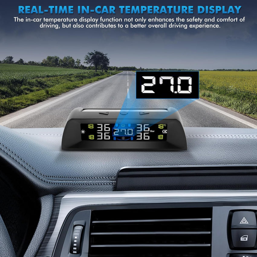 KAOLALI TPMS Tire Pressure Monitoring System with Solar & USB Charger â 4 Sensors