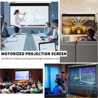 WASJOYE 120"Motorized Projector Screen Electric Diagonal Automatic Projection 4:3 8K HD Movies Screen for Home Theater Cinema Office Video Game Indoor W/Remote Control and Wall/Ceiling Mount