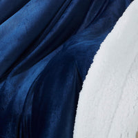 SOCHOW Sherpa Fleece Throw Blanket Super Soft Plush Navy Blue 228x228cm