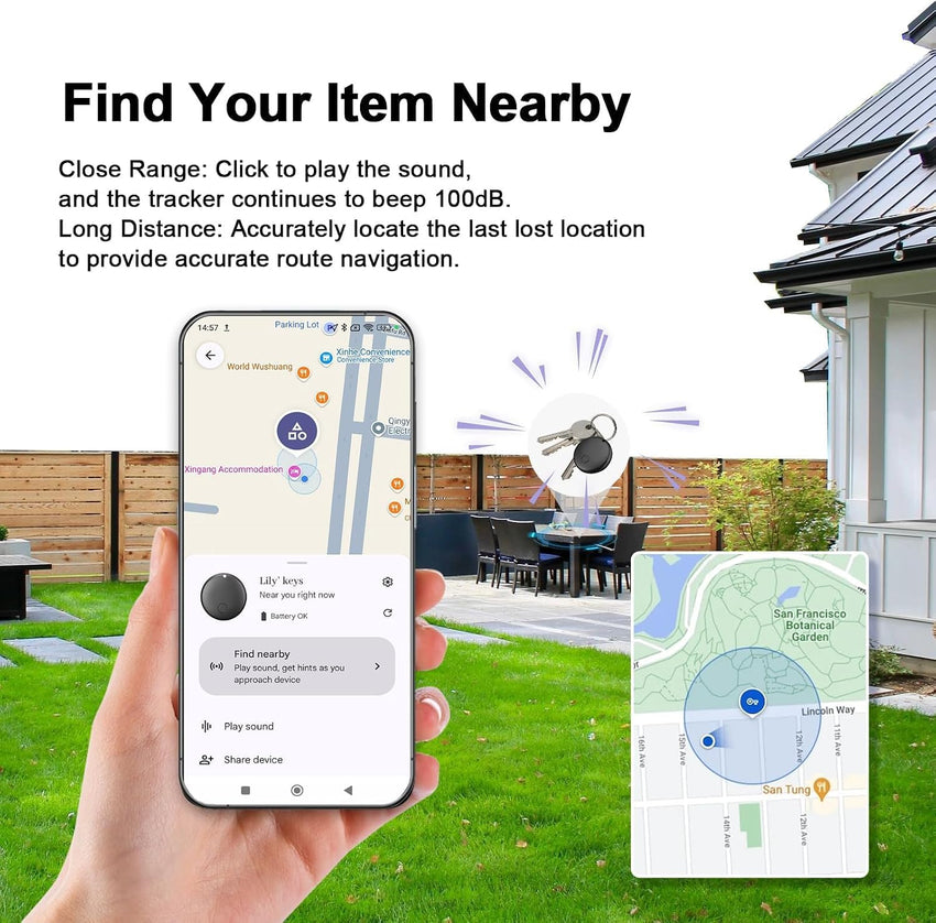 [Android Systems, High Accuracy] Anti-Lost Tag, Small Smart Tag, Android Tracker, Compatible with âFind My Deviceâ App (AndroidOnly) for Keys, Wallet, Luggage (Black-1)