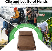 INGIDO Holster for iPhone 16 Pro Max 15 Pro Max 14 Pro Max 13 Pro Max 12 Pro Max 16 Plus 15 Plus 14 Plus, Premium Leather Pouch with Belt Clip Phone Holster Belt Case, Light Brown -L