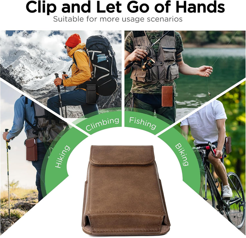 INGIDO Holster for iPhone 16 Pro Max 15 Pro Max 14 Pro Max 13 Pro Max 12 Pro Max 16 Plus 15 Plus 14 Plus, Premium Leather Pouch with Belt Clip Phone Holster Belt Case, Light Brown -L