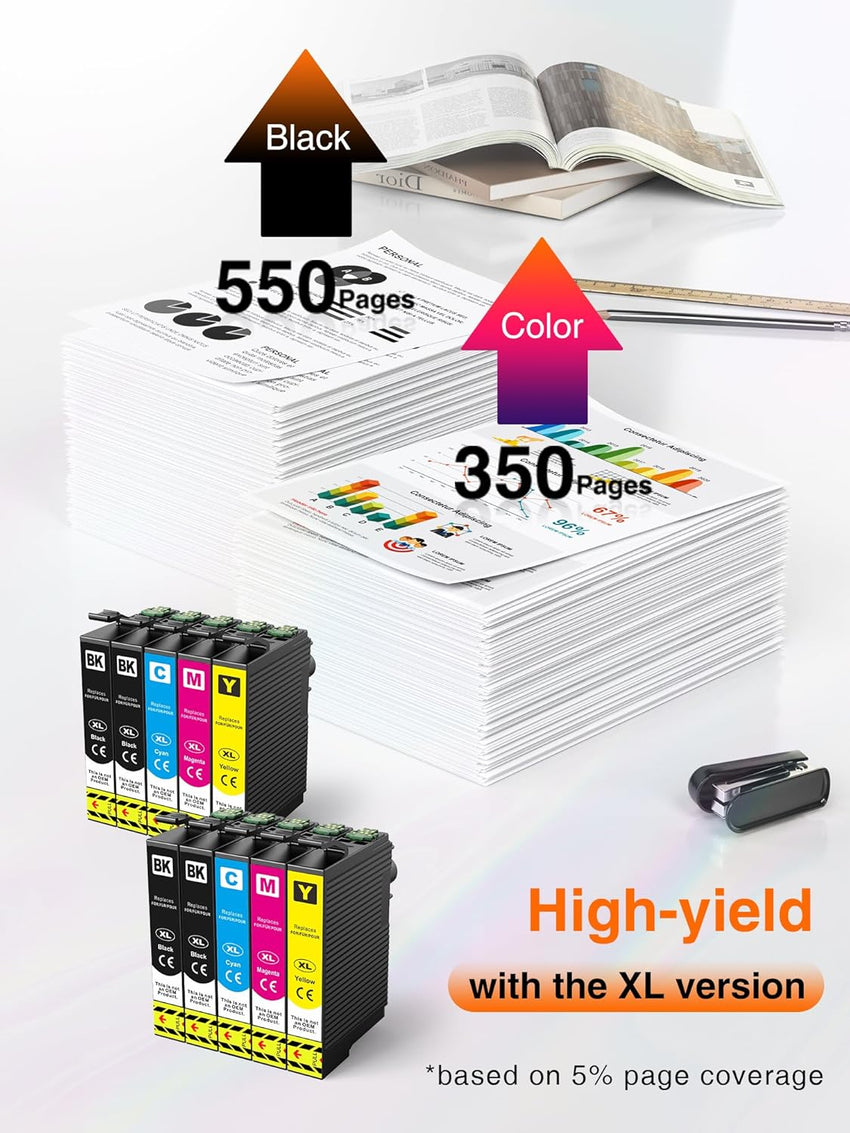 Kuva compatible for 604XL Ink Cartridge Multipack Compatible with Epson Expression Home XP-2200 XP-2205 XP-3200 XP-3205 XP-4200 XP-4205 Workforce WF-2910 WF-2930 (10-Pack)