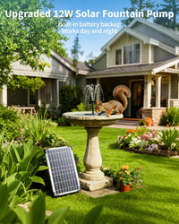 Solar Fountain Pump 12W 4200mAh Battery 600L/h Adjustable Flow â 1.5m Tubing