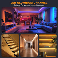 LED Aluminum Channel U Shape, 20 Pack LED Strip Diffuser 3.3ft/1Meter LED Profile with Milky White Cover, End Cap and Mounting Clip Aluminum Extrusion 90 Degrees Connectors for LED Strip Lights