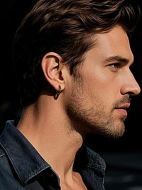 Mens Small Hoop Earrings Stainless Steel Minimal 12mm Black