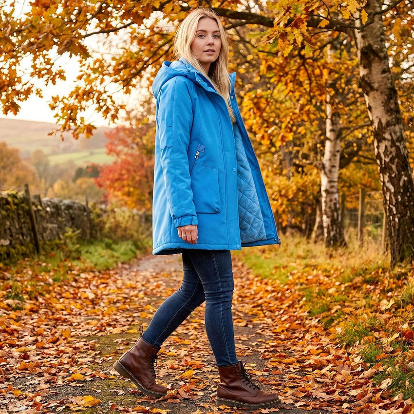 Women's Waterproof Softshell Jacket Fleece-Lined Warm XXL Long