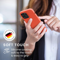 kwmobile Case for iPhone 14 Pro Max Case - Slim Soft TPU Silicone Cover - Works with Wireless Charging - Vivid Coral