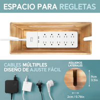 NATURE SUPPLIES Cable Tidy Box Set of Two for TV, Computer, Desk Cable Management with Real Wood Dark Brown Finish, Large and Small Sizes for Power Strip and Wire Storage