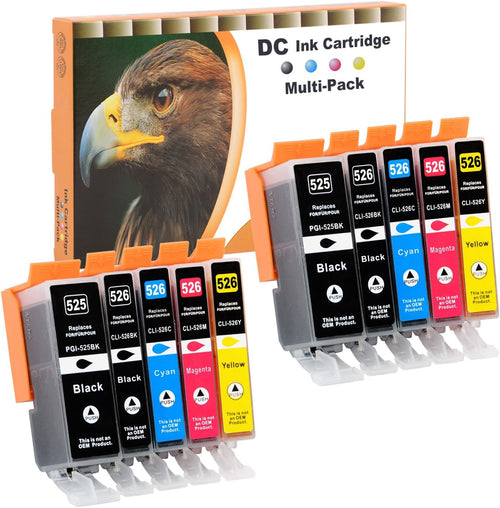 8 pack D&C Compatible Ink Cartridge Replacement for Canon PGI-525 CLI-526 for Canon Pixma MX885 MX895 MX715 MG6150 MG6250 MG5350 MG5150 iX6500 iX6550 MG5250 iP4850 iP4950 iP6500 MG8150 MG8250 (8-Pack)