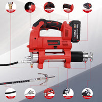 Cordless Grease Gun Electric Grease Kit 600CC Oil Tank 12,000 PSI used 2 Batteries & Charger