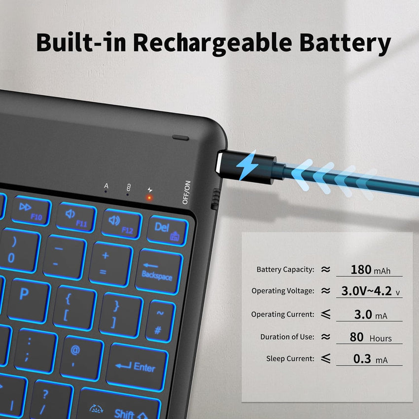 EasyAcc Bluetooth-Keyboard, Wireless Bluetooth Keyboard Compatible with Windows/Android/iOS with English Layout Tablets, backlight