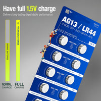 5Plus 10-Pack LR44 AG13 357 303 SR44 A76 675 392 394 384 376 1.5V Alkaline Button Cell Batteries - Ideal for Watches, Hearing Aids, Glucometers, Key Fobs, Car Keys, and Small Electronics