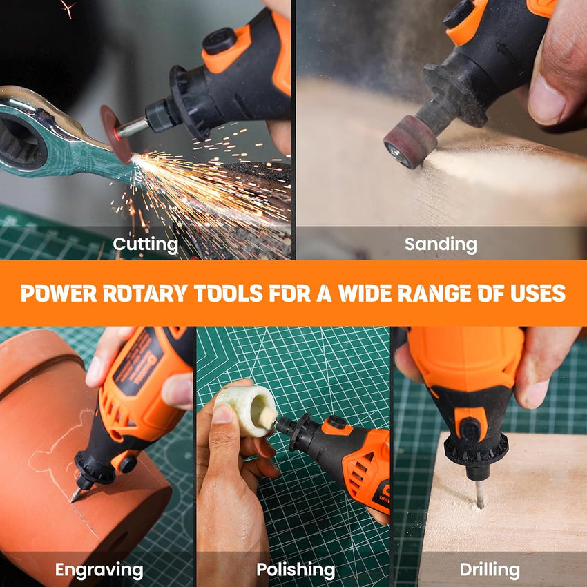 Corded Rotary Tool 180W 6Ã¢ÂÂSpeed 8,000Ã¢ÂÂ35,000RPM with 61 Accessories Ã¢ÂÂ Orange