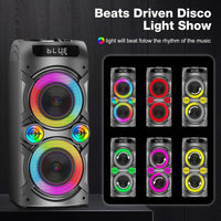 Portable Bluetooth Speaker 100W Big Powerful Wireless Boombox TWS Pairing Loud Stereo Sound Deep Bass Large Party Speakers with Subwoofer LED Lights for Outdoor Home Camping