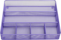 Annova Desk Drawer Organizer/Storage Tray - Metal Mesh with Dividers for Pens, Desktop Accessories, Bathroom, Kitchen, Makeup and Office Supplies (Purple)