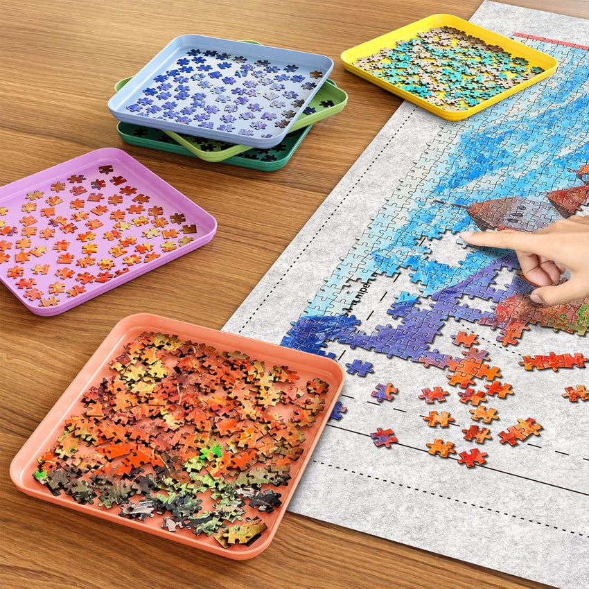 Puzzle Sorting Trays 6 Pack for Organising Jigsaw Puzzles 500/1000/2000 Pieces â Stackable
