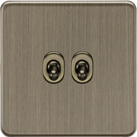 Knightsbridge 10AX 2G 2-Way Toggle Switch â Antique Brass