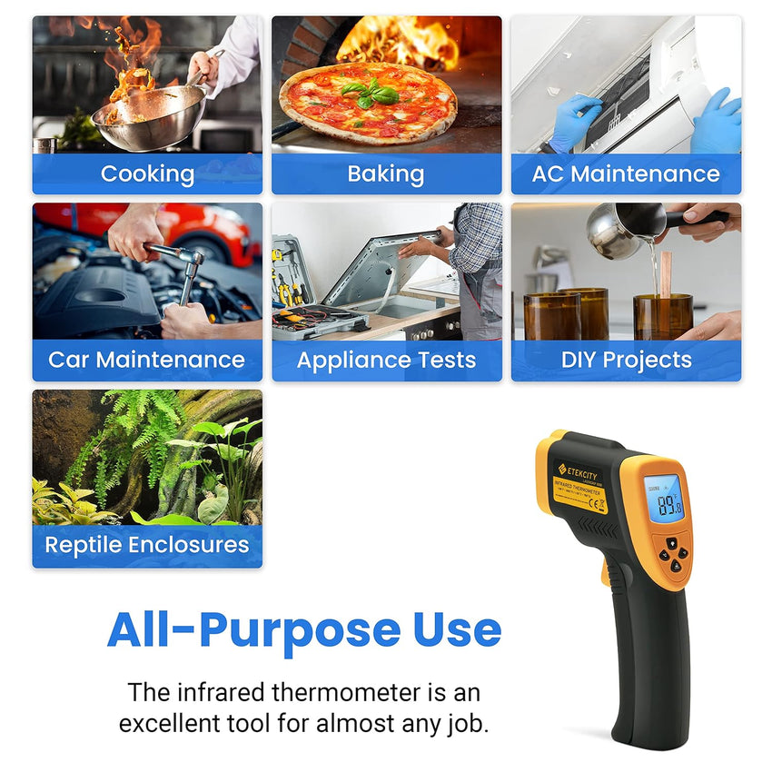 Etekcity Laser IR Thermometer Non-Contact -50Â°C 750Â°C Lasergrip 800 battery included Yellow/Black