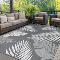 GENIMO Outdoor Rug 240 x 300 cm â Extra Large Waterproof Reversible Garden Rug, UV Resistant & Washable Plastic Carpet for Patio, RV, Picnic, Backyard, Balcony â Grey & White