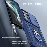 for Samsung Galaxy S25 Ultra Case with 2 Pack Screen Protector, Slide Camera Cover & Kickstand, Heavy Duty Shockproof Rugged Protective Phone Cover Case for Samsung Galaxy S25 Ultra, Blue