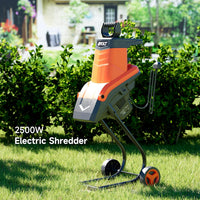 USED AIVOLT 2500W Garden Shredder, Electric Wood Chipper, Crush up to 45mm, 3600rpm Speed, 10m Power Cable, Reversible Steel Blades with Detachable 50L Collection Bag for Garden Debris, Leaves and Branches