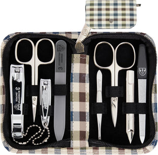 8-Piece Manicure & Pedicure Grooming Kit with Leather Case â Gift Box