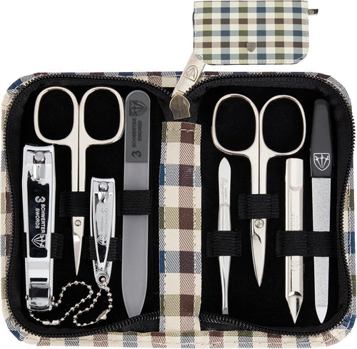 8-Piece Manicure & Pedicure Grooming Kit with Leather Case â Gift Box