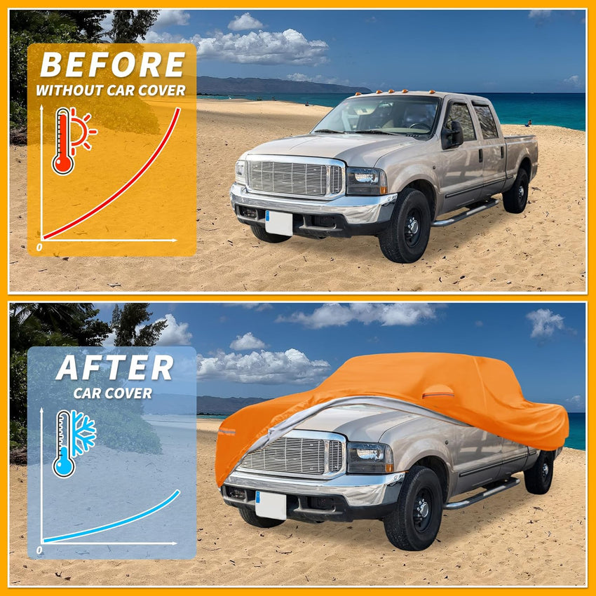 Universal Truck Cover Waterproof Aluminum Full Exterior Left Side Zipper Ã¢ÂÂ Orange 221-228in