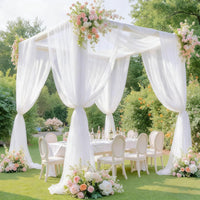 Wedding Arch Drapes - 1 Panel 28" x 19Ft Sheer White Backdrop for Ceremony Party Decor