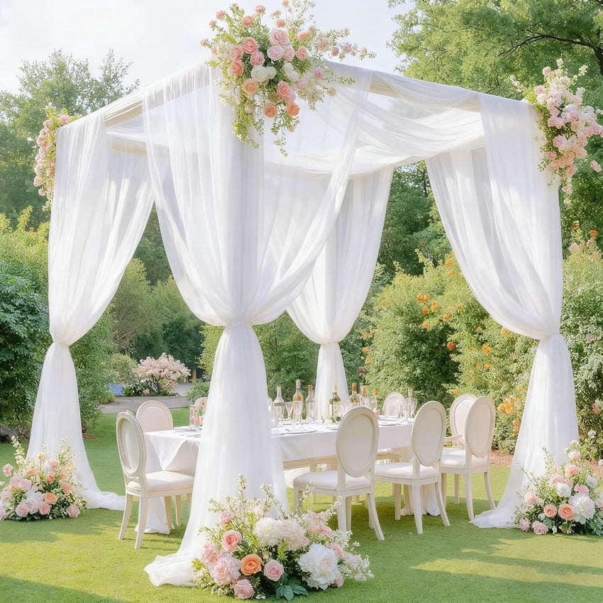 Wedding Arch Drapes - 1 Panel 28" x 19Ft Sheer White Backdrop for Ceremony Party Decor