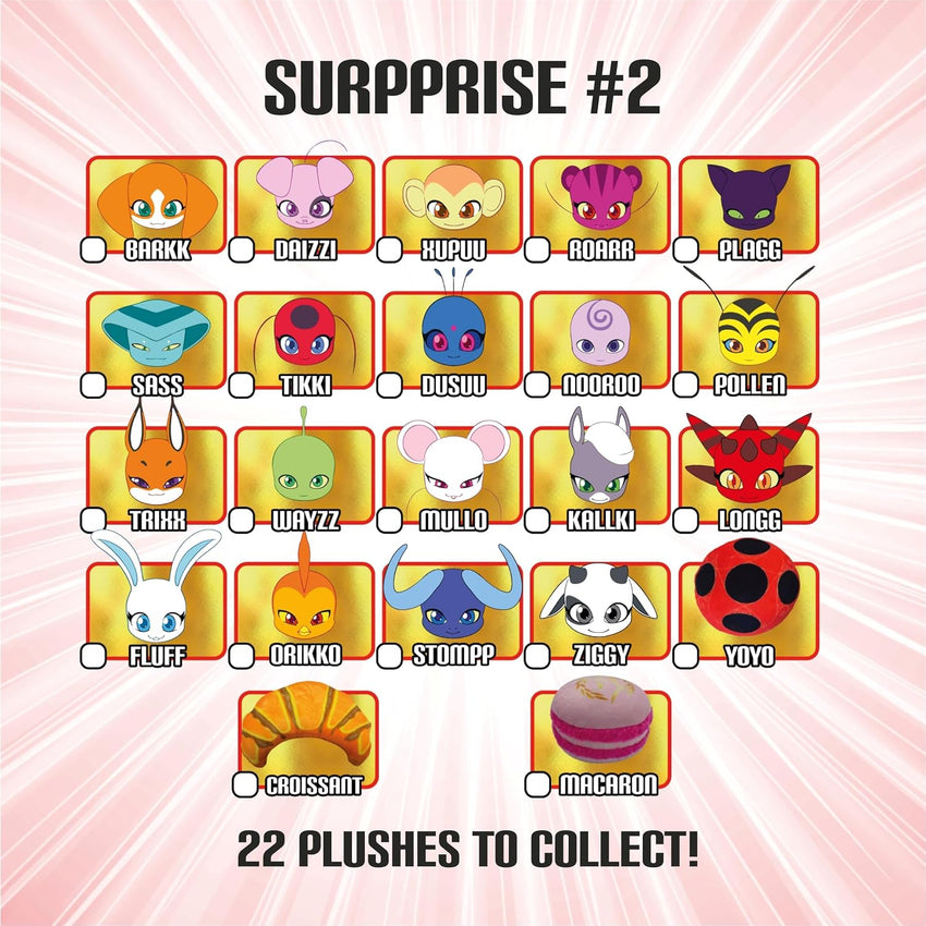 Miraculous Ladybug Age 3+, 4-1 Capsule Collectible Toy, Surprise Miraball with expanding Plush Kwami, Collectible Character Metal Case, Glittery Stickers & hanging Display Ribbon