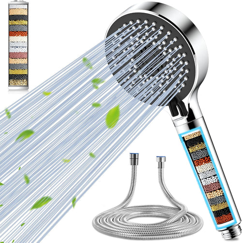 Magichome Filter Shower Head and Hose 1.5m, 20 Stage Filter High Pressure Shower Head with 5 Modes, Universal Hard Water Filter Shower Head for Residual Chlorine Remove