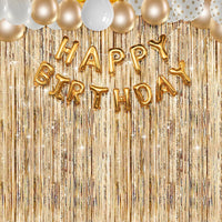 G2PLUS Champagne Gold Glitter Foil Curtains, 2PCS Metallic Tinsel Foil Fringe, 1mÃ2.5m Party Backdrop Streamers for Birthday Wedding Prom Decoration