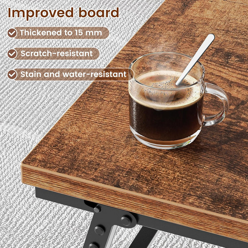 Folding Coffee Table Magnetic Portable No-Installation Wooden 80ÃÂÃÂ40ÃÂÃÂ40cm ÃÂ¢ÃÂÃÂ Rustic Brown
