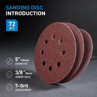 Sanding Discs 125mm 60 Grit Hook & Loop 110pc - 125mm 110pc