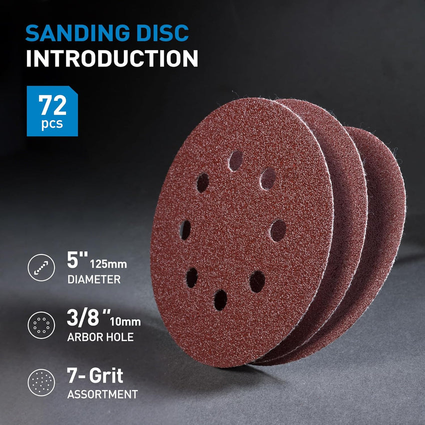 Sanding Discs 125mm 60 Grit Hook & Loop 110pc - 125mm 110pc
