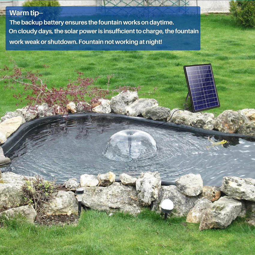 Billing Solar Water Pump with Battery Backup, 7W Solar Pond Pump with 3000mAh Battery 12 Nozzles Solar Fountain Pump with 5ft Tubing Solar Water Features for The Garden Ponds Pool Fish Tank Waterfall
