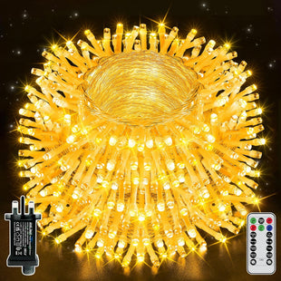 Ollny 100m 1000 LED Outdoor Christmas Lights with Remote/Timer â Cool White