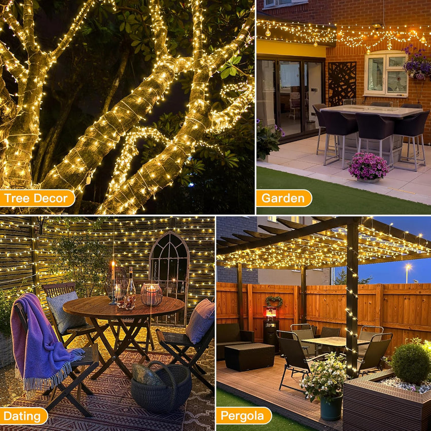 Ollny 100m 1000 LED Outdoor Christmas Lights with Remote/Timer â Cool White