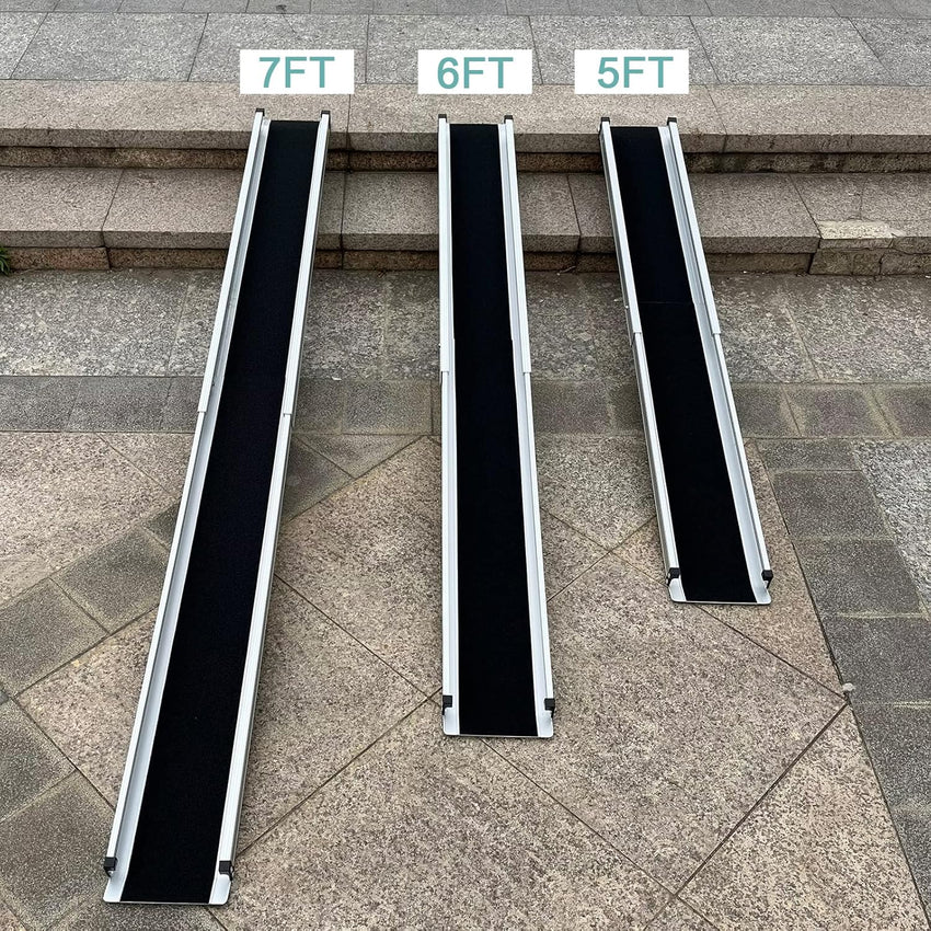 2PCS Telescopic Wheelchair Ramps 5FT, gardhom Portable Adjustable Ramps for Mobility Scooters 272KG Loading Capacity for Home Front Door Stair Steps