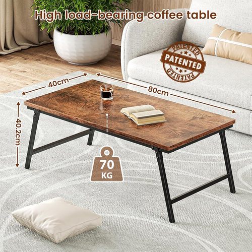 Folding Coffee Table Magnetic Portable No-Installation Wooden 80ÃÂÃÂ40ÃÂÃÂ40cm ÃÂ¢ÃÂÃÂ Rustic Brown