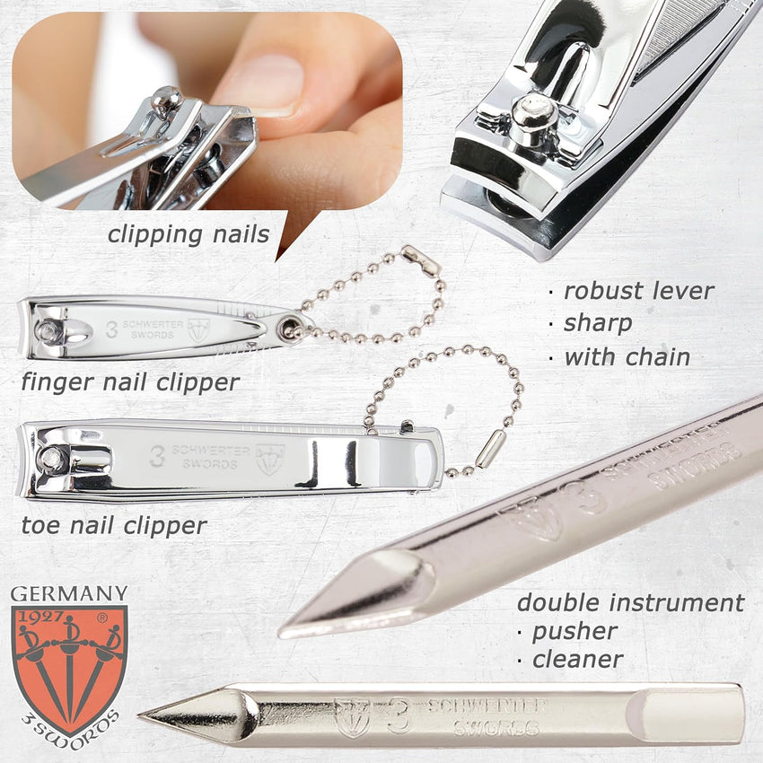 8-Piece Manicure & Pedicure Grooming Kit with Leather Case â Gift Box