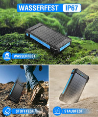 Solar Power Bank 38800 mAh Solar Charger Portable with USB C Input, Torch, Outdoor Waterproof External Battery, Quick Charge, Power Bank Solar Cell for Samsung, iPhone, Huawei and More