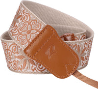 Padwa Lifestyle Camera Strap - 2" Cowhide Head Camera Straps for Photographers,Vintage Jacquard Embroidery Woven Cotton Adjustable Shoulder Neck Straps for Cameras,Binoculars (Khaki Yellow flower)