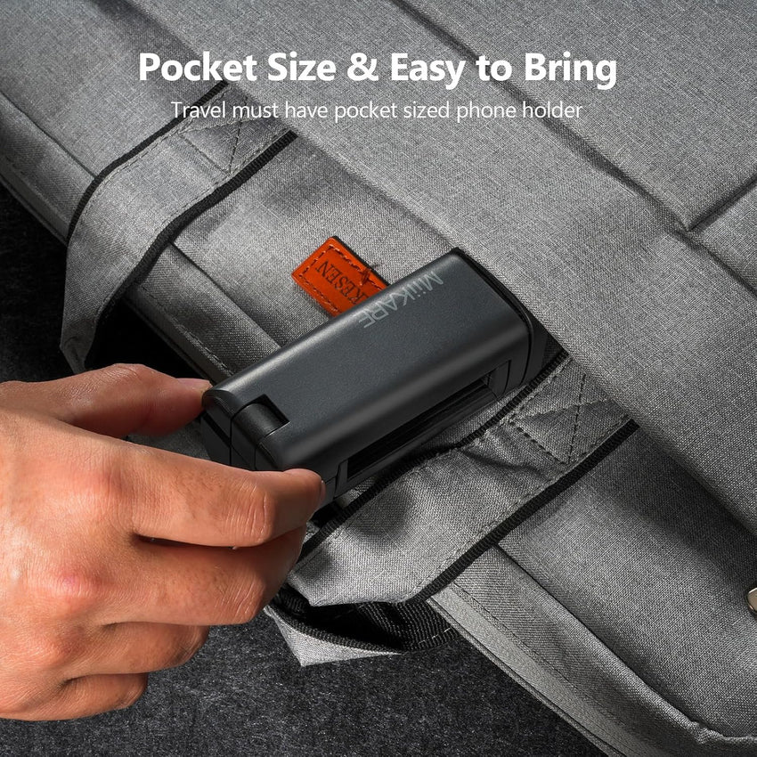 MiiKARE Portable Airplane Phone Holder 360^0 Rotation Phone Holder for Plane,Hands-Free Travel Essentials for Flying,Foldable Pocket-size Phone Stand Holiday Essentials Compatible iPhone&Android,Black